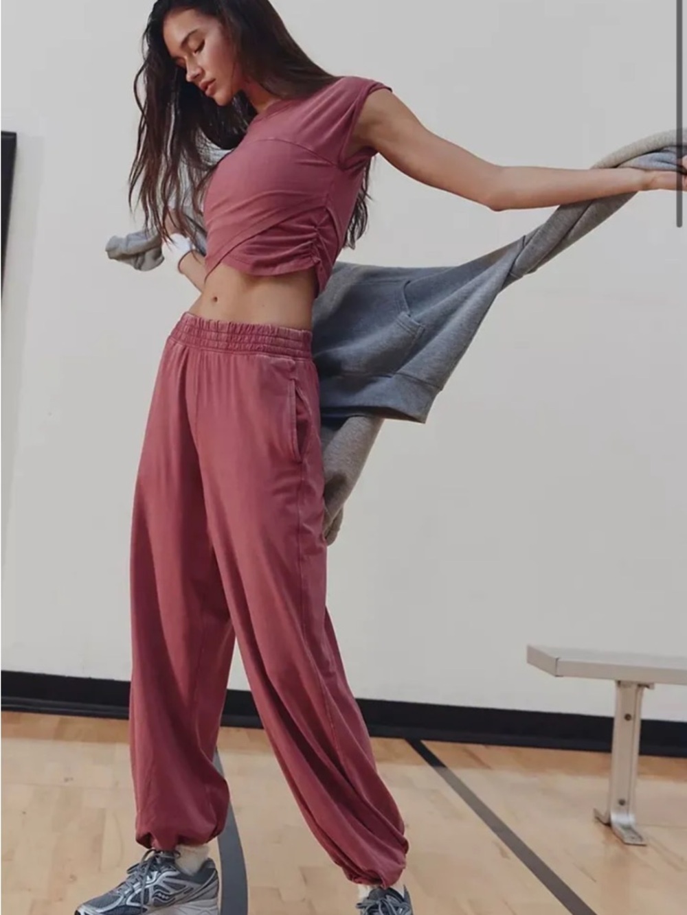 FP Movement by Free People Dusty Rose Drawstring Track set